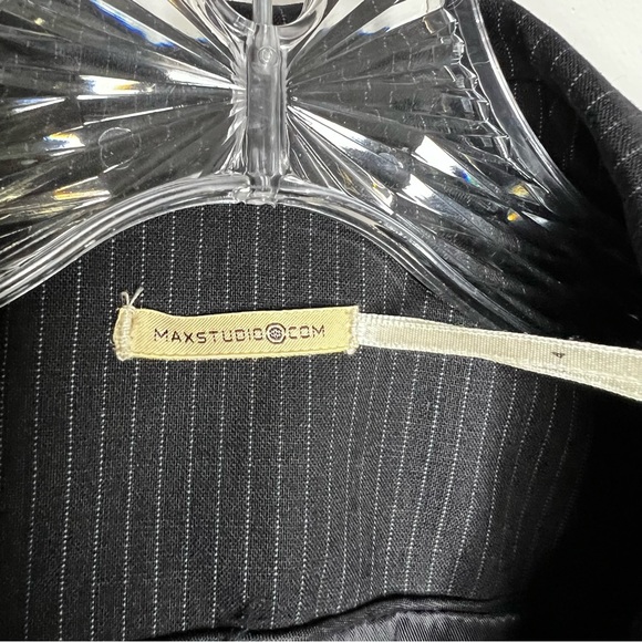 Max Studio Women Black Wool Pinstripe Blazer Jacket, Size 4 - Picture 7 of 17